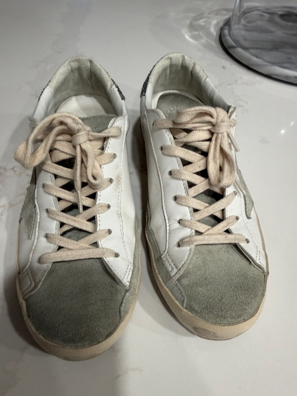 Golden Goose White and Gray Superstar Sneakers - Picture 7 of 8